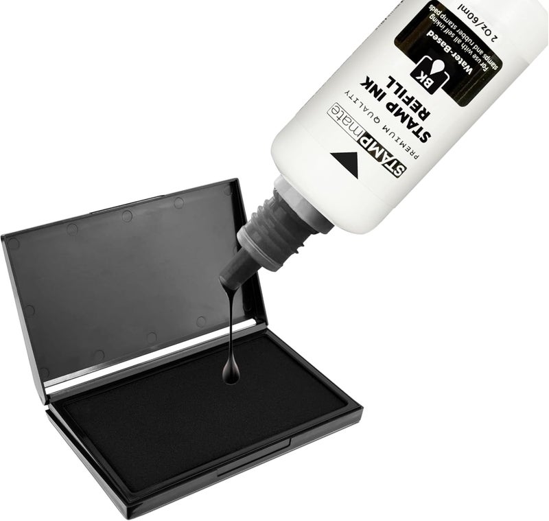 Stampmate حبر تعبئة متميز لختم ذاتي الحبر وألواح الختم - زجاجة 2 أونصة (أسود) - Image 3